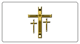 DSC700 517 GD WT Gold 3 Crosses White Background